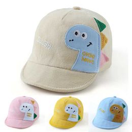 Caps Hats Cute Dinosaur Kids Duck Tongue Hat Cartoon Children Peaked Cap Outdoor Baby Sun Protection Baseball Caps Soft Cotton Baby Visors Y240514