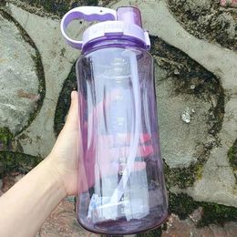 Water Bottles 8 Color Arrival Classic Style 2000ml Big Capacity Sport Portable Bottle With Straw Logo