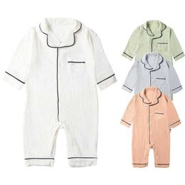 Pyjamas Autumn baby Pyjamas organic cotton mens clothing newborn Pyjamas solid Colour plain weave jumpsuit childrens Pyjamas childrens jumpsuit d240515
