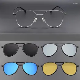 Sunglasses Frames Silver Glasses Toad With Clip On For Men Titanium Magnetic Polarized 3 In 1 Golden Large Frame