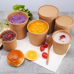 Take Out Containers 50pcs/pack Large Paper Bowl Eco Disposable Fast Food Package Takeaway Box Bento Cake