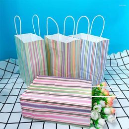 Gift Wrap 10pcs Paper Bag Stripe Colour 21 15 8cm Wedding Party Food Packaging Recyclable Environmental Protection For Clothes