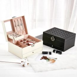 Boxes Large Fashion Design Leather Jewellery Box Jewellery Display Case Package Storage Large Space Jewellery Ring Necklace Bracelet MX200810