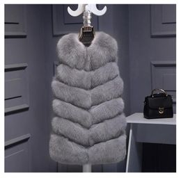 High quality Fur Vest coat Luxury Faux Fox Warm Women Coat Vests Winter Fashion furs Women039s Coats Jacket Gilet Veste Plus si3144424