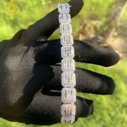 Factory OEM 10Mm 13Mm VVS Moissanite Baguette Diamond Tennis Chain Necklace Bracelet Sliver Iced Out Women Men Jewellery