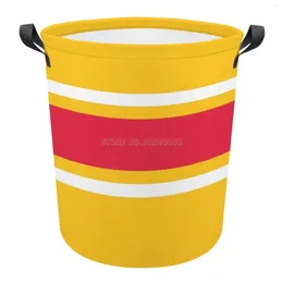 Laundry Bags Yellow White & Red Power Stripe Dirty Basket Folding Clothing Storage Bucket Home Waterproof Organizer With Handles