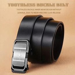 Belts MEN'S Fashion Automatic Buckle Alloy Toothless Business Leather Jeans High-quality PU Belt Simple A