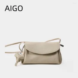 Shoulder Bags AIGO Leather One Bucket Bag Luxury Crossbody For Female Designer Armpit Handbag Phone Pouch Women Bolas