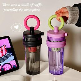 Water Bottles Creative Portable Cup For Girls Sippy Simple Fashion Heat Resistant Bottle With Straw 24oz