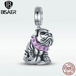 Charms Authentic 100% 925 Sterling Silver Cute Animal English Bulldog French Pendant Bead Fit Original Charms Bracelet Jewellery Making CJ1