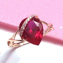 Cluster Rings 585 Purple Gold Plated 14k Rose Shiny Ruby Water Droplets For Women Opening Adjustable Charm Elegant Luxury Jewellery