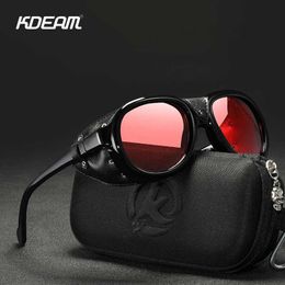 Outdoor Eyewear KDEAM New Pilot Sunglasses Steam Punk Mirror UV400 Glasses for Men and Women Driving Shadows with Free CaseQ240514