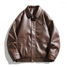 Men's Jackets Mens Leather Jacket Autumn Spring PU Coat Loose Motorcycle Outdoor Windproof Men Casual Retro American Clothes
