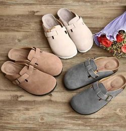 Summer Men039s Closed Toe Sandals Slippers Suede Leather Clogs Sandals For Men Women Garden Clog Slides Unisex Big Size 356523196