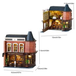 Architecture/DIY House Restaurant DIY Handmade Assembly Model Building 3D Puzzle Toy Doll House Mini Kit Room Bedroom Decoration Crafts Birthday Gift