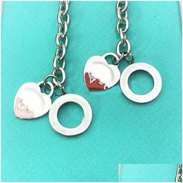 Chain Heart Bracelets Women Stainless Steel Link On Hand Blue Pink Green Fashion Jewellery Valentine Day Gift For Girlfriend Wholesale D Dhz53