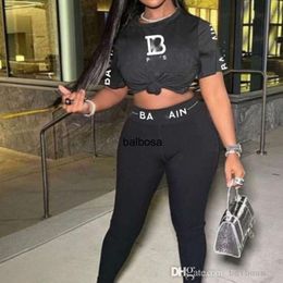 2024 Womens Designer Tracksuits 2 Two Piece Set Fashion Letter Printing Tight Short Sleeved And Pants Outfits