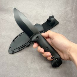 High Quality A2568 High Quality BK2 Outdoor Survival Straight Hunting Knife D2 Drop Point Black Blade Full Tang G10 Handle Outdoor Fixed Blade Knives With Kydex