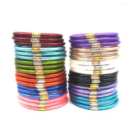 Bangle Sparkling Jelly Bangles Set Silicone Round Tube Acrylic Bracelet Happy Party Jewellery For Women Fashion Multi Colours Girl Gift