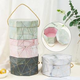 Gift Wrap Irregular Shape Boxes Marble Printed Pattern Decorative Packing Flowers With Handle Wrapping Candy For Birthday Gifts