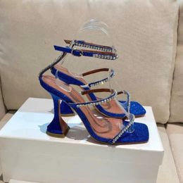 Shoes & Accessories Gilda pink glitter Sandals crystal-encrusted strap spool Heels sky-high heel for women summer luxury designers shoes party dance Gong