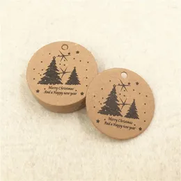 Party Decoration 100Pcs/Lot Christmas Carnival Event Tag Label Supplies Kraft Paper Round And Tree Shape Small Handmade Gift