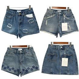 Kvinnors jeans korta jean shorts designer denim byxa kvinnor byxor sommar sexig kort denim ficka rak shorts regelbundet mitten hög dressed blixtlåsskläder