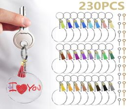 230Pcs Key Ring DIY Clear Circle Discs Keychains Making Kit Metal Acrylic Round Keyrings Blanks Tassel Pendant As Party Favors2734986