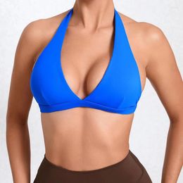 Yoga Outfit Neck Hanging Gym Sport Bra Sports Anti-sweat Breathable Sexy Shockproof Crop Top Fitness Push Up Workout Women