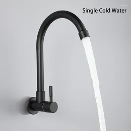 Kitchen Faucets Avapax Black Faucet Wall Mounted 360 Rotation Flexible Taps Single Cold Water Sink