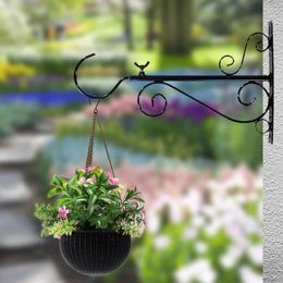 Hooks Flower Basket Holder Adjustable Pendant Hanger Iron Wall Mounted Practical For Garden Balcony Patio Decoration