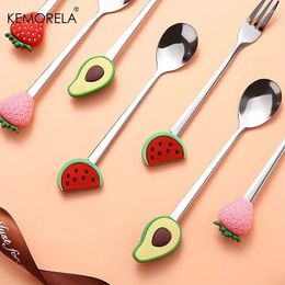 Spoons 4-Piece Stainless Steel Set Teaspoon Fruit Fork Coffee Spoon Dessert Suitable For Home Restaurant Bar