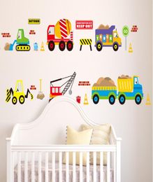 Excavator Blender Truck Hoist Forklift Trailer Bus Wall Stickers for Kids Boys Room Nursery Decor City Construction Truck Wall App9521776