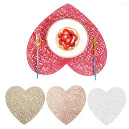 Table Mats Long-lasting Protector Elegant Floral Heat Resistant Placemat Set For Home Dining Wedding Decoration Heart-shaped