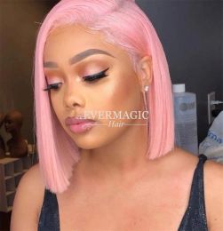 Wigs Customize Color Bob Wig Human Hair For Black Women PINK BLUE GREEN PURPLE Short Full Lace human hair Wigs