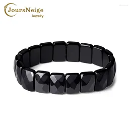 Strand Natural Faceted Rectangle Beads Obsidian Stone Bracelet Rock Stretch Bangle Crystal Gemstone For Men Women Fashion Jewellery Gift