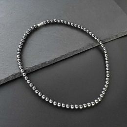 Beaded Necklaces 6mm Hematite Obsidian Black Bead Necklace for Mens Fashion Triple Protection Necklace for Womens Magnetic Health Protection Jewellery d240514