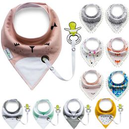 Bibs Burp Cloths Fashionable waterproof cotton baby Saliva towel bib and pacifier baby triangle bibL240514