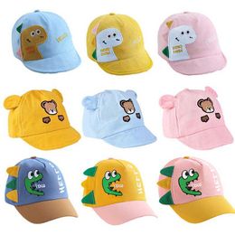 Caps Hats Cute Dinosaur Baby Bucket Hat Summer Newborn Baseball Hat Outdoor Beach Childrens Boys and Girls Cartoon Bear Sun Hat Y240514