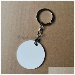 Keychains & Lanyards Sublimation Aluminium Blank Heart Shape Bone Round Transfer Printing Diy Custom Blanks Key Ring Consumables Drop Dhrgq