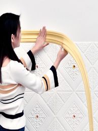 Wall Stickers 3D Foam Waterproof Self Adhesive Baseboard Wallpaper Border Sticker Living Room Waist Line Home Decorations9735301