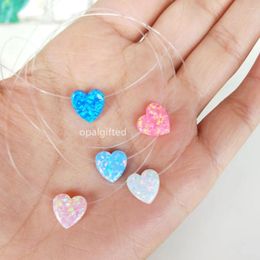 Pendants (1pc/lot)Top Selling 10mm Heart Opal Pendant Necklace Synthetic Transparent Nylon Choker Necklaces For Women