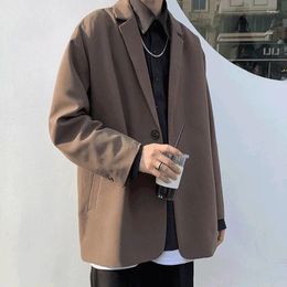 Men's Suits Blazers Men Streetwear Vintage Black Fashion Handsome All-match Outwear Fall Korean Style Harajuku Solid Casual Male Teens Daily