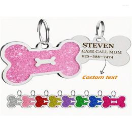 Dog Tag Bone Shaped Pet ID Personalised Cat Name Tags Anti-lost Free Engraving Collar Pendant For