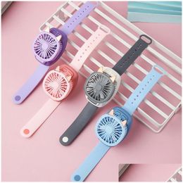 Fans Creative Cooling Mini Watch Fan Student Handheld Rotatable Detachable Rechargeable Usb Charging Wrist Mute Summer Drop Delivery Dhblb