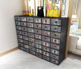 Thickened transparent shoe box color stackable drawer storage box plastic shoe cabinet men and women shoe storage household finish8114489