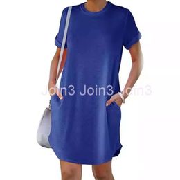 Street Photo Fashion Casual Sports Rolled Edge Sleeves Solid Colour Irregular Tennis Short Sleeved Dress T-shirt Dress Summer
