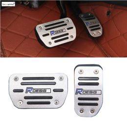 Stickers R DESIGN Car Footrest Accelerator/Brake Pedal Cover Set for Volvo XC60 S60 S60L V60 S80 S80L No Drilling Car Accessories