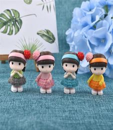 4PCS Pretty Pure Girl Miniature Figurine Bonsai Decorative Mini Fairy Garden People Statue Moss Ornaments Resin Craft Y01075815781