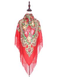 Scarves Add Velvet Warm Triangle Scarf Winter National Wind Shawl Female Printed Tassel Muslim Scarf6067499